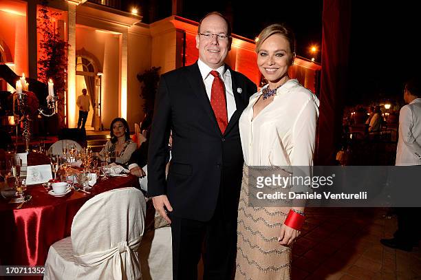 Prince Albert II of Monaco and Ornella Muti attend Taormina Filmfest and Prince Albert II Of Monaco Foundation Gala Dinner at on June 16, 2013 in...