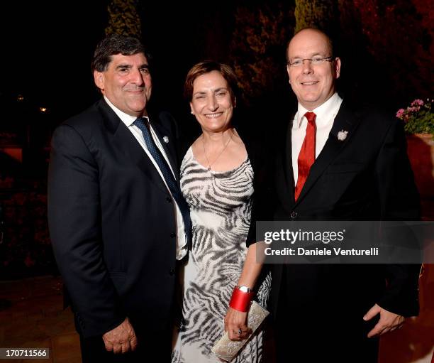 Prince Albert II of Monaco, Mauro Passalacqua and his wife Mariella Giardina attend Taormina Filmfest and Prince Albert II Of Monaco Foundation Gala...