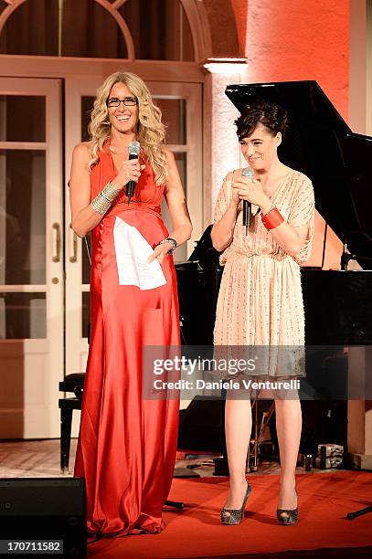 Diane Fleri and Tiziana Rocca attend Taormina Filmfest and Prince Albert II Of Monaco Foundation Gala Dinner at on June 16, 2013 in Taormina, Italy.