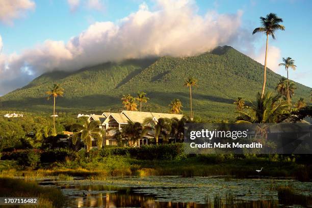 nevis peak volcano - saint kitts and nevis stock pictures, royalty-free photos & images
