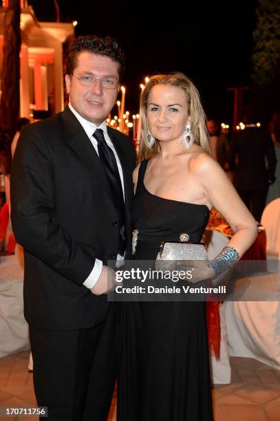 Davide Bertellini and Paola Boscolo attend Taormina Filmfest and Prince Albert II Of Monaco Foundation Gala Dinner at on June 16, 2013 in Taormina,...