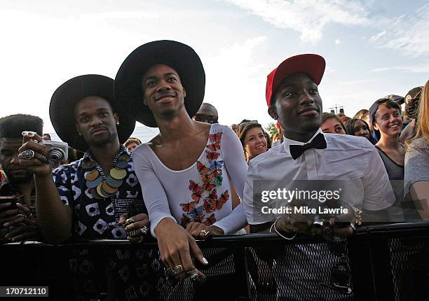 Fans watch as Solange performs during the 2013 Northside Festival at McCarren Park on June 16, 2013 in the Brooklyn borough of New York City.