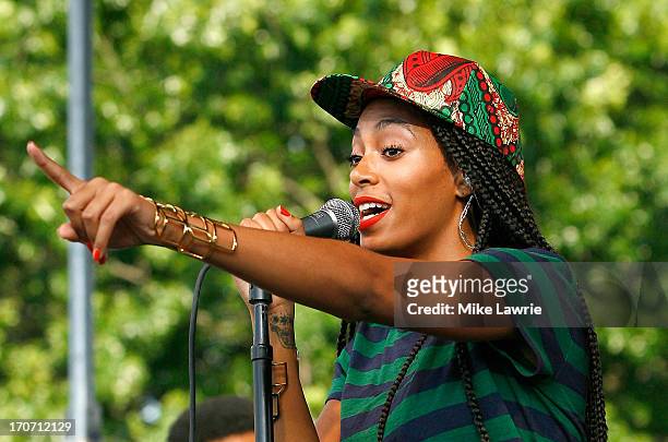 Solange performs during the 2013 Northside Festival at McCarren Park on June 16, 2013 in the Brooklyn borough of New York City.
