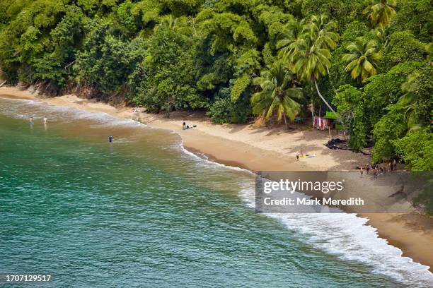 high view of englishman's bay - trinidad und tobago stock-fotos und bilder