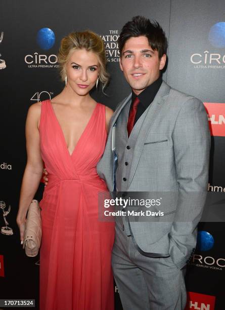 Actress Linsey Godfrey and Robert Adamson attend The 40th Annual Daytime Emmy Awards at The Beverly Hilton Hotel on June 16, 2013 in Beverly Hills,...