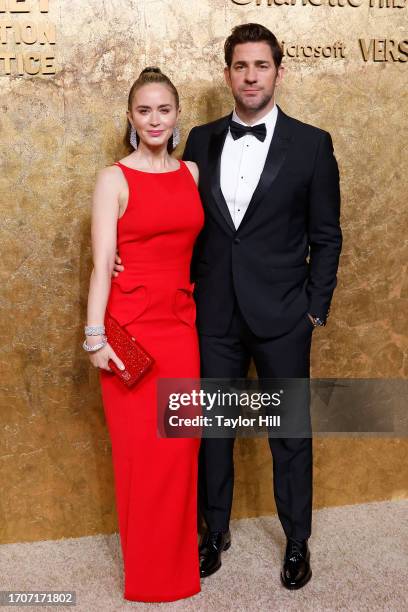 Emily Blunt and John Krasinski attend the Clooney Foundation for Justice's 2023 Albie Awards at New York Public Library on September 28, 2023 in New...