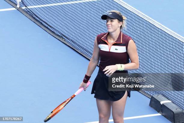Anastasia Pavlyuchenkova celebrates winning against Ekaterina Alexandrova in the Quarter finals round on day five of the Toray Pan Pacific Open at...