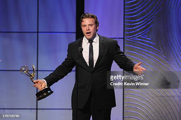 Actor Billy Miller accepts the Outstanding Supporting Actor in a Drama Series award for "The Young and the Restless" onstage during The 40th Annual...