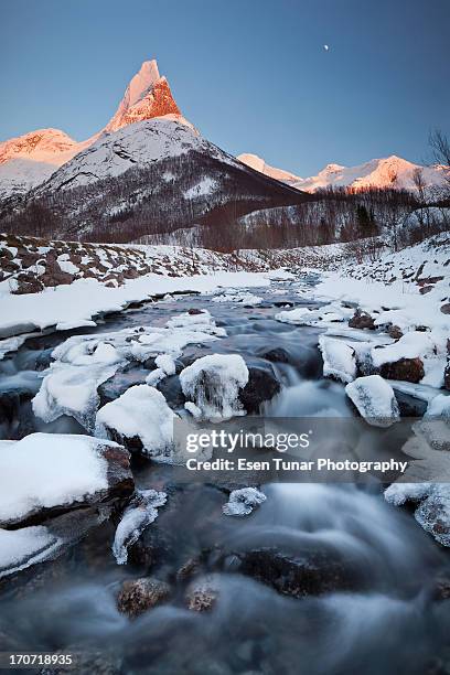 stetind alpenglow - stetind stock pictures, royalty-free photos & images