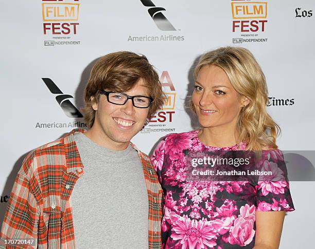 Professional snowboarder/Documentary subject Kevin Pearce and and Director/Producer Lucy Walker arrive at "The Crash Reel" premiere during the 2013...