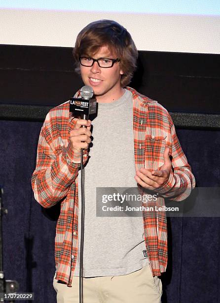 Professional snowboarder/Documentary subject Kevin Pearce speaks onstage at "The Crash Reel" premiere during the 2013 Los Angeles Film Festival at...