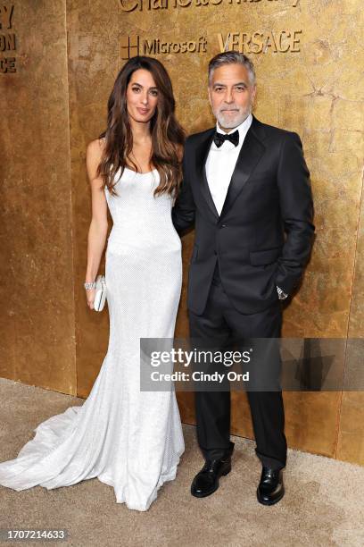 Amal Clooney and George Clooney attend the Clooney Foundation For Justice's "The Albies" on September 28, 2023 in New York City.