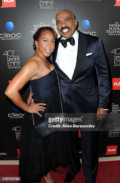 Marjorie Harvey and Steve Harvey attend 40th Annual Daytime Entertaimment Emmy Awards - Arrivals at The Beverly Hilton Hotel on June 16, 2013 in...