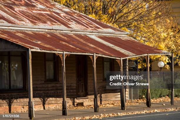 rustic old building in the main street - lancefield stock pictures, royalty-free photos & images