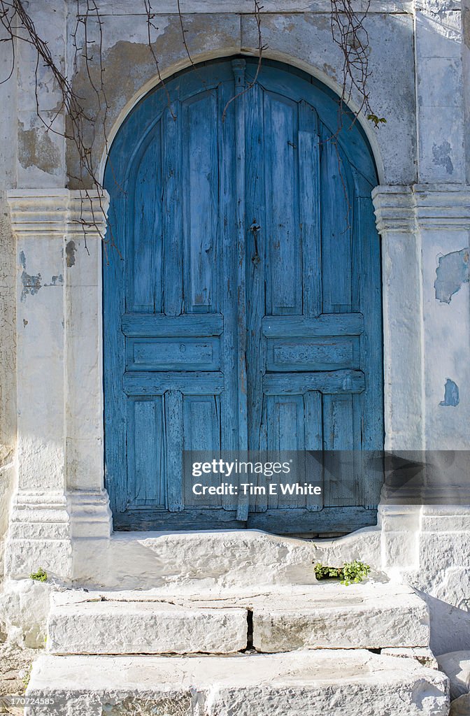 Blue doorway Margarites, Crete, Greece