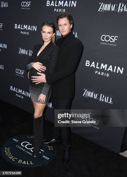 Tessa Hilton, Barron Hilton II arrives at the The 2023 Zodiac Ball at The Houdini Estate on September 28, 2023 in Los Angeles, California.