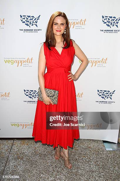 Actor Emily Deschanel attends The Humane Society of the United States' Veg Appetit at Smogshoppe on June 16, 2013 in Los Angeles, California.