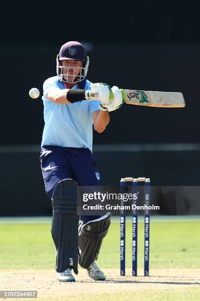 Daniel Hughes of New South Wales bats during the Marsh One Day Cup match between Victoria and New South Wales at CitiPower Centre, on September 29 in...