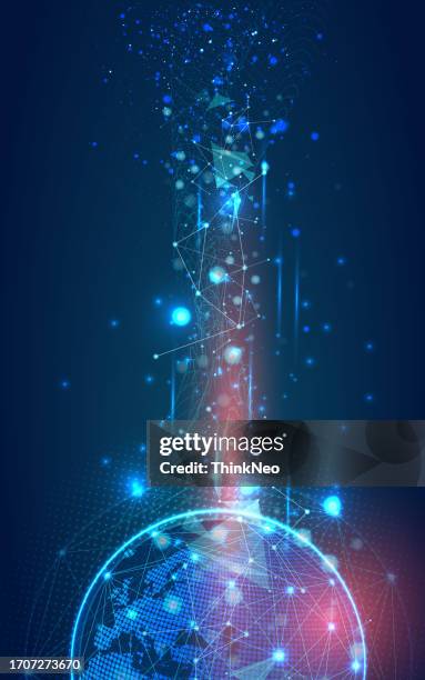 ilustraciones, imágenes clip art, dibujos animados e iconos de stock de ilustración de la red del globo. tecnología digital 3d globe. fondo digital del mapa de la tierra. concepto de datos de conexión. - holographic-map