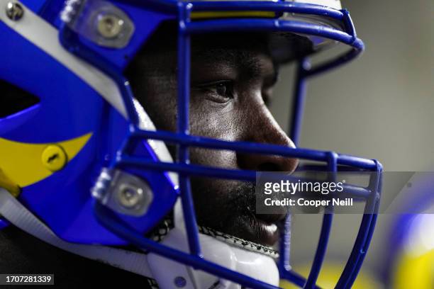 Bobby Brown III of the Los Angeles Rams walks out of the tunnel prior to at Paycor Stadium on September 25, 2023 in Cincinnati, Ohio.