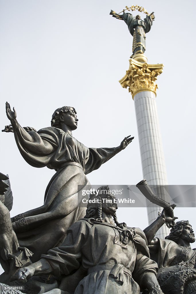 Statues, Independence square, Kiev, Ukraine