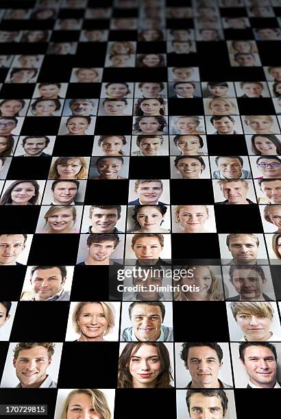 portrait grid with many multi-cultural faces - faces grid stock pictures, royalty-free photos & images