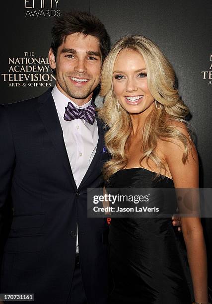 Actor Justin Gaston and actress Melissa Ordway attend the 40th annual Daytime Emmy Awards at The Beverly Hilton Hotel on June 16, 2013 in Beverly...