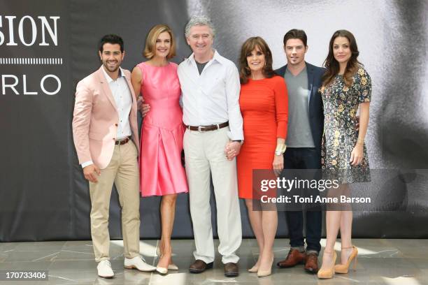 Jesse Metcalfe, Brenda Strong, Patrick Duffy, Linda Gray, Josh Henderson and Julie Gonzalo pose at a photocall during the 53rd Monte Carlo TV...