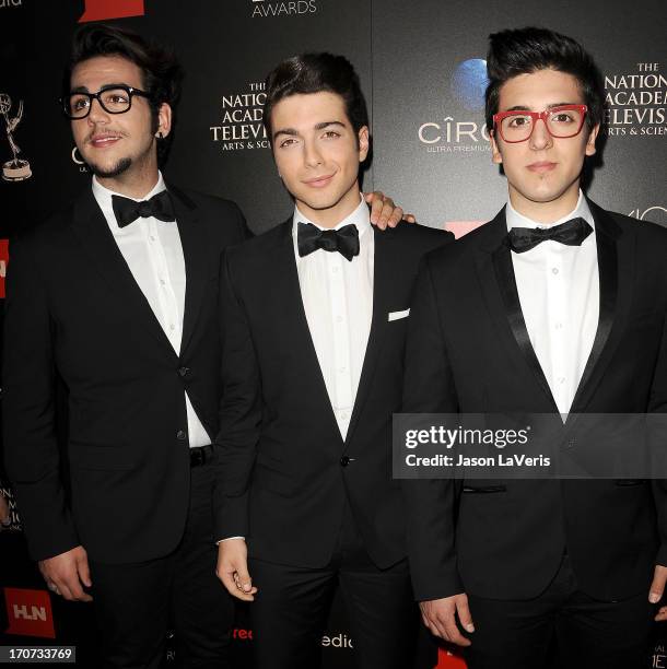 Piero Barone, Ignazio Boschetto, and Gianluca Ginoble of Il Volo attend the 40th annual Daytime Emmy Awards at The Beverly Hilton Hotel on June 16,...