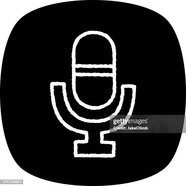 microphone doodle 3 - recording studio microphone cartoon stock illustrations