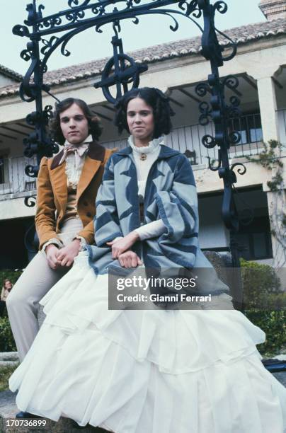 The Spanish actors Miguel Bose and his sister Paola shooting the movie 'Vera' Madrid, Castilla La Mancha, Spain..