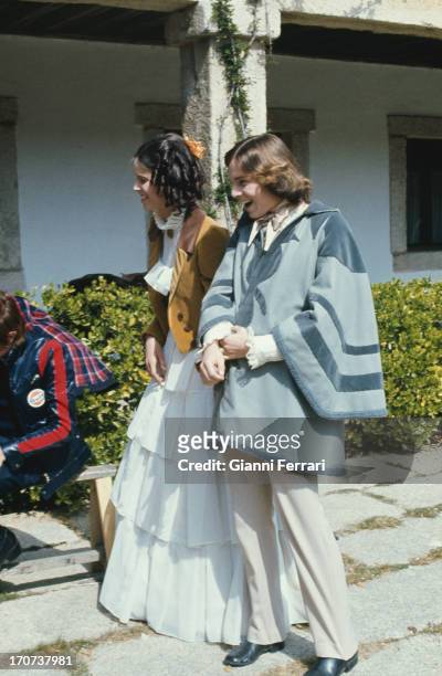 The Spanish actor Miguel Bose and his sister Paola before the filming of the movie 'Vera' Madrid, Castilla La Mancha, Spain..