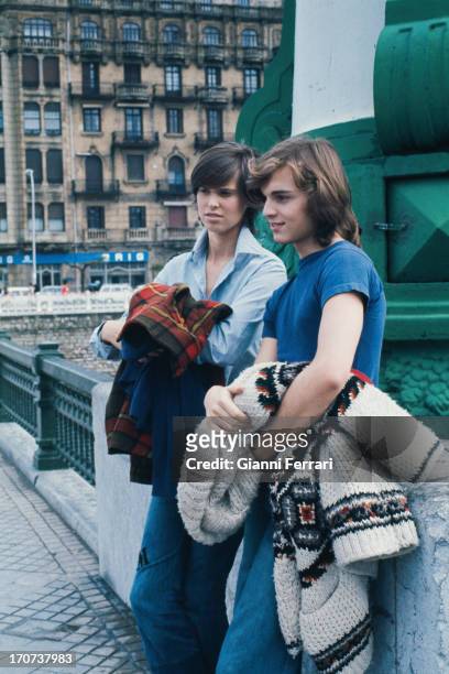 The Spanish actor Miguel Bose and his sister Paola before the filming of the movie 'Vera' Madrid, Castilla La Mancha, Spain. .