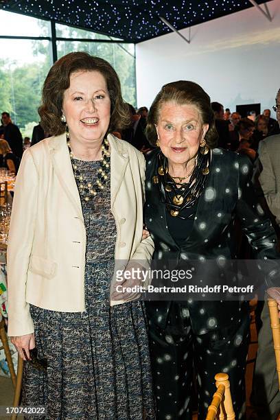 Princess Laure de Beauvau-Craon and Princess Jeanne-Marie de Broglie attend the dinner of Conseil des Grand Crus Classes of 1855 hosted by Chateau...