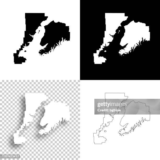 kenai peninsula, alaska. maps for design. blank, white and black backgrounds - kenai alaska stock illustrations