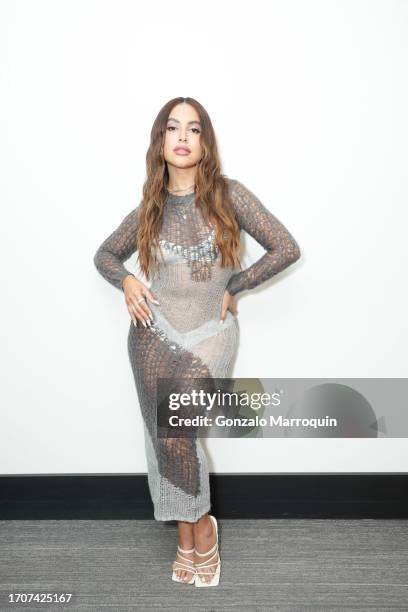 Cinthya Carmona attends the GR8T Magazine x Valore London Launch Party at ROOM SERVICE on September 28, 2023 in Los Angeles, California.