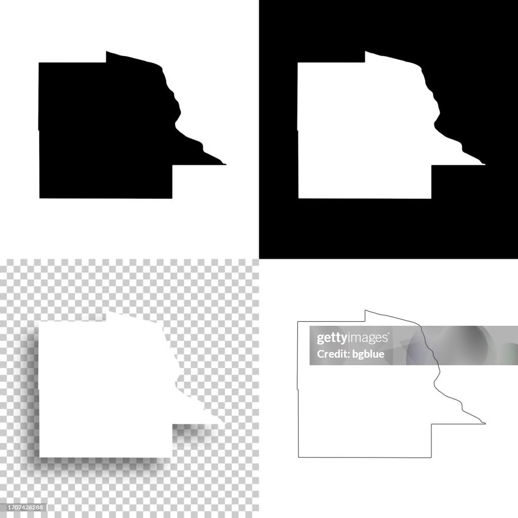 Dubuque County, Iowa. Maps for design. Blank, white and black backgrounds