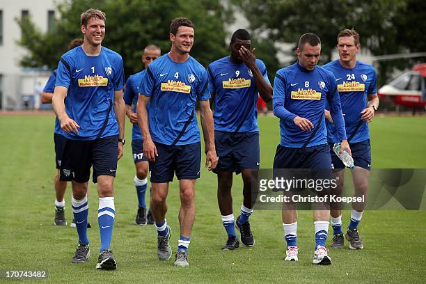 Andreas Luthe, Marcel Maltritz, Richard Sukuta-Pasu, Christian Tiffert and Carsten Rothenbach of VfL Bochum take part in a fitness test at the club's...