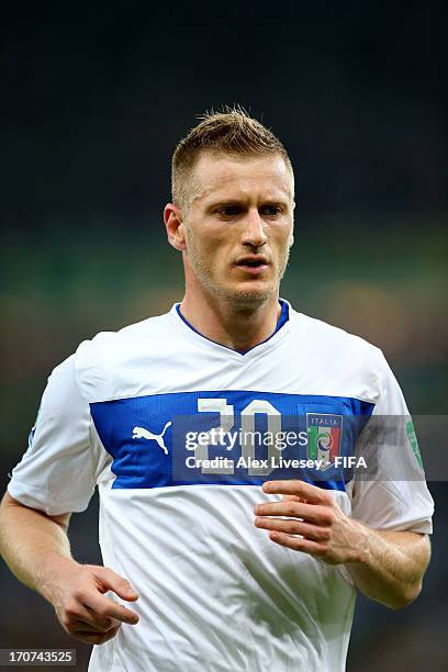 Ignazio Abate of Italy in action during the FIFA Confederations Cup Brazil 2013 Group A match between Mexico and Italy at the Maracana Stadium on...