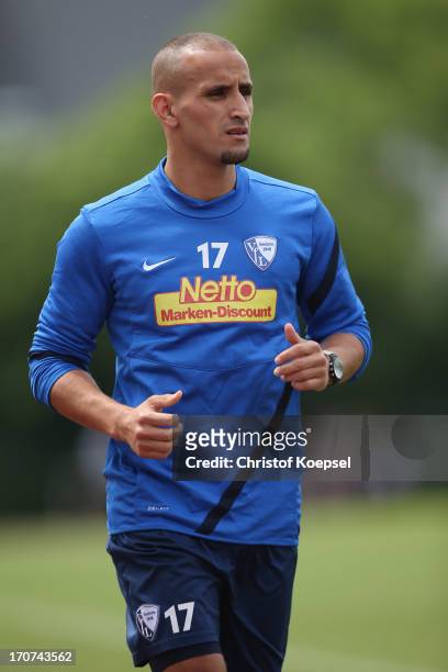 Smail Morabit of VfL Bochum takes part in a fitness test at the club's training ground on June 17, 2013 in Bochum, Germany.