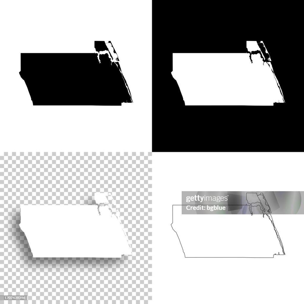 Martin County, Florida. Maps for design. Blank, white and black backgrounds