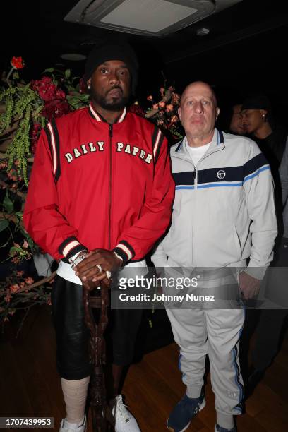 Conway the Machine and Steve Lobel attend the celebration of CMG's new compilation lbum "Gangsta Art" at Sei Less on September 28, 2023 in New York...