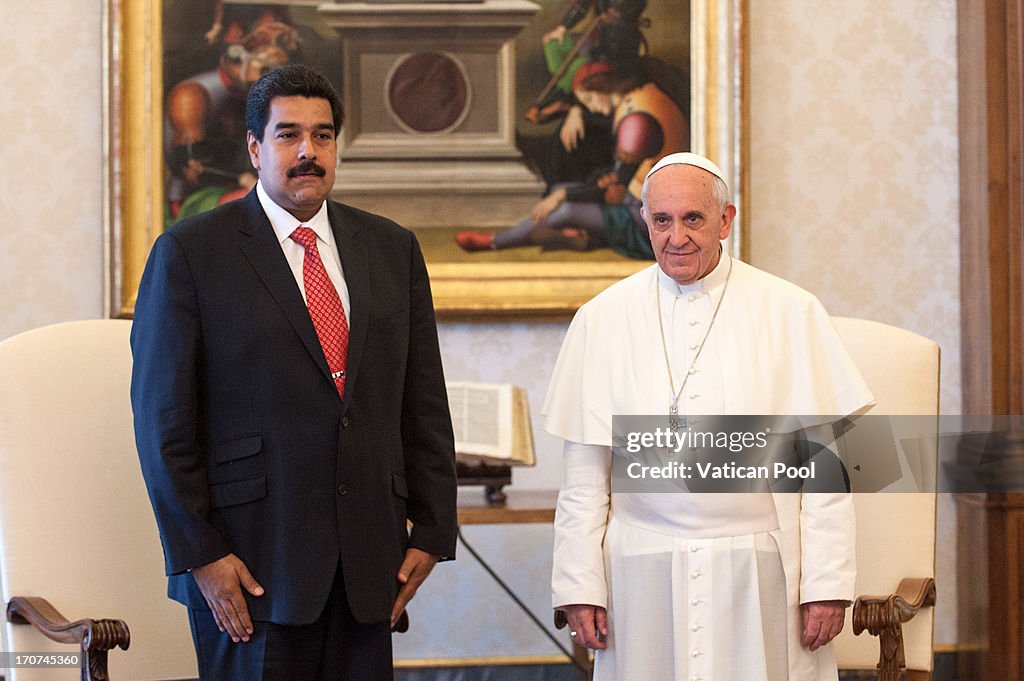 Pope Frances Meets President of Venezuela Nicolas Maduro.