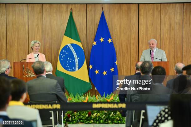 Brazilian President Luiz Inacio Lula da Silva receives the President of the European Commission, Ursula von der Leyen, for possible partnerships and...