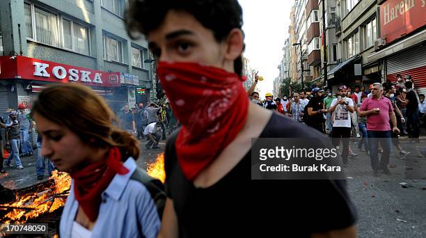 Antigovernment protests in Kurtulus district on June 16, 2013 in Istanbul, Turkey. Protests which started over a redevelopment project in Gezi Park...