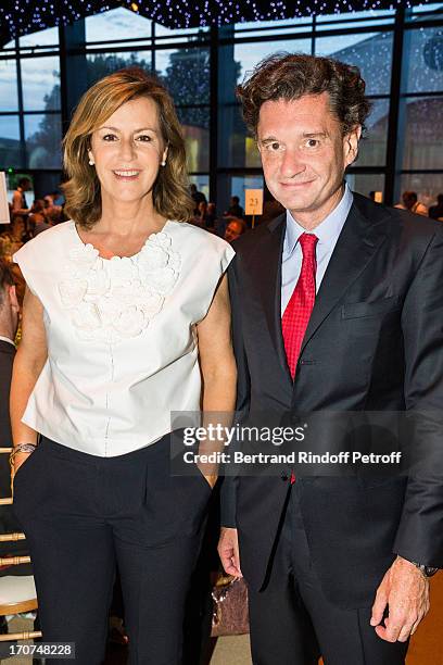 Philippe Seyres de Rothschild and his wife attend the dinner of Conseil des Grand Crus Classes of 1855 hosted by Chateau Mouton Rothschild on June...