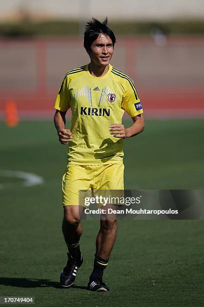 Ryoichi Maeda of Japan in action during the Japan Training Session at the Confederations Cup 2013 at Centro de Capacitacao Fisica dos Bombeiros or...