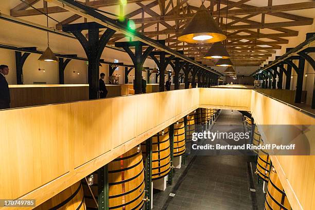 View of the new vat room in the wine storehouse at Chateau Mouton Rothschild prior to the dinner of Conseil des Grand Crus Classes of 1855 hosted by...