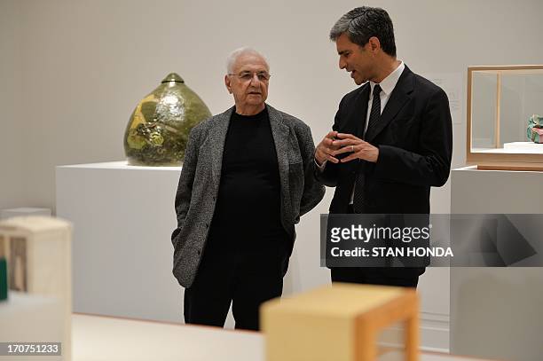 Architect Frank O. Gehry and Michael Govan, CEO and Wallis Annenberg Director, Los Angeles County Museum of Art, during a preview of "Ken Price...