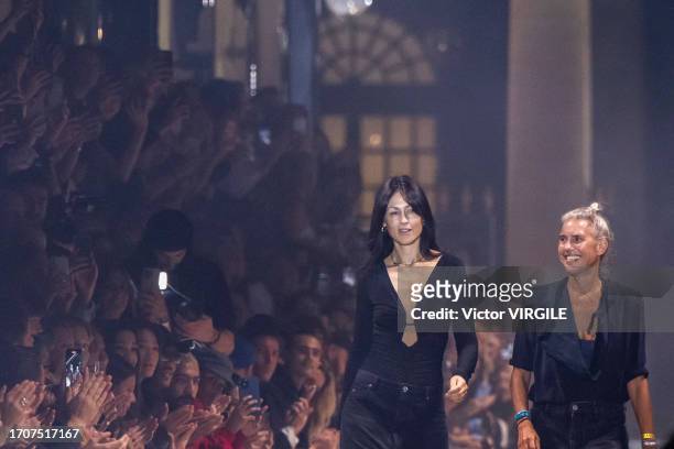 Fashion designer Isabel Marant walks the runway during the Isabel Marant Ready to Wear Spring/Summer 2024 show as part of the Paris Fashion Week on...